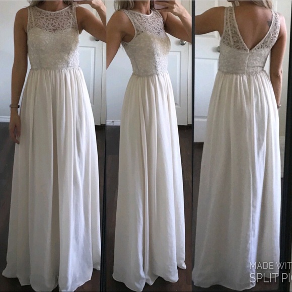 Anthropologie Dresses & Skirts - Minuet ivory silver lace formal prom dress gown